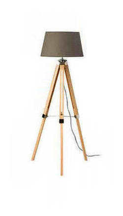 Tripod Floor Lamp with Grey Shade and Wood Base Tripod Floor Lamp with Grey Shade and Wood Base